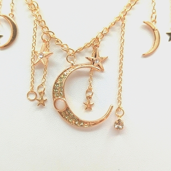 Boho Necklace Moon And Stars Retro Style Hippie Jewelry - Picture 5 of 6